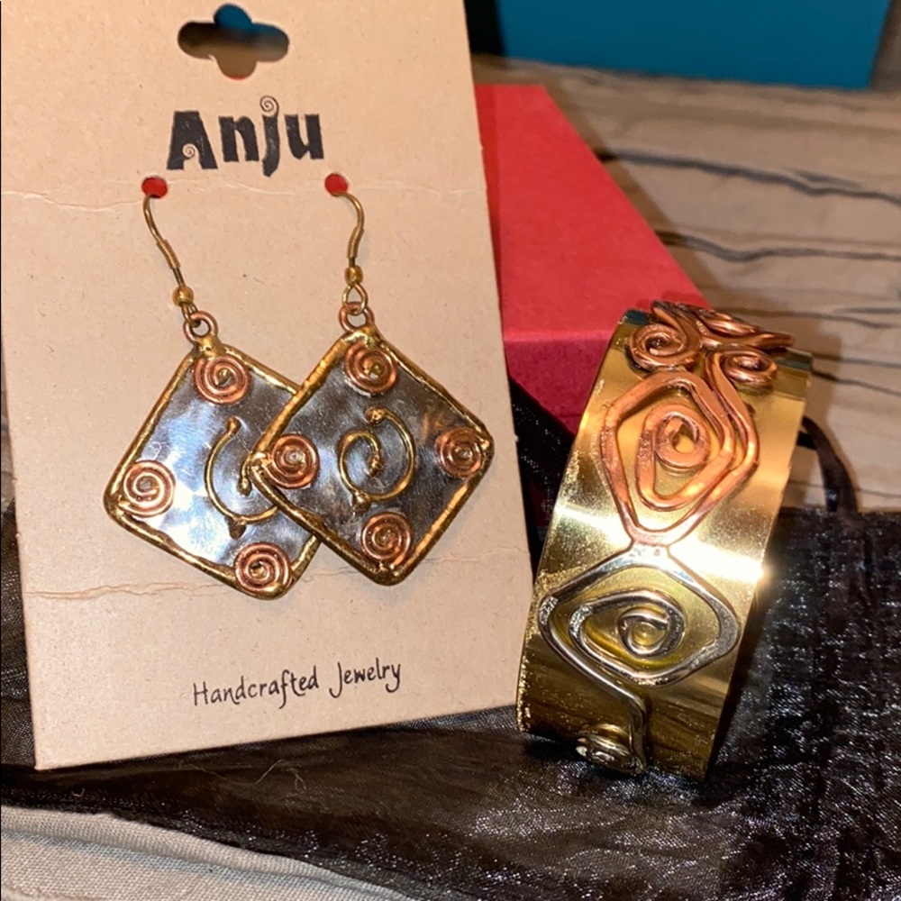 Cuff Bracelet and Earrings Set